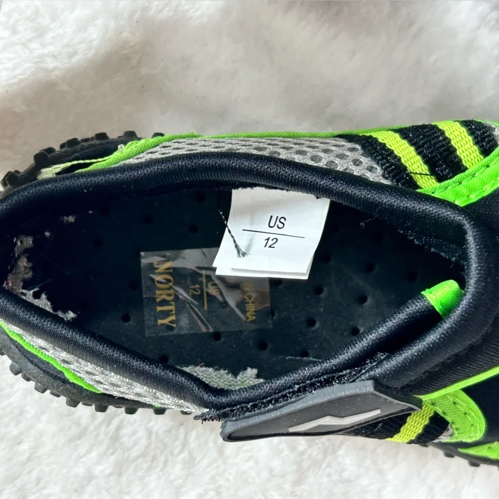 Norty Footwear Kids Black and Green Water Shoes Size 12